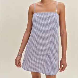 Reformation Blue and White Gingham Mini Dress